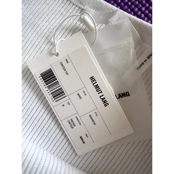 $265 New Helmut Lang White Off the Shoulders Top Sz M Womens stretch top - Picture 6 of 7